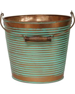 Robert Allen Vintage 10 In. Copper Ribbed Galvanized Metal Planter