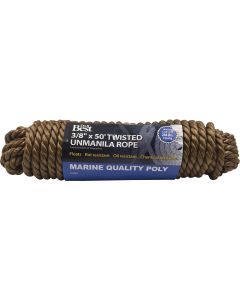 Do it Best 3/8 In. x 50 Ft. Natural Twisted Unmanila Polypropylene Packaged Rope