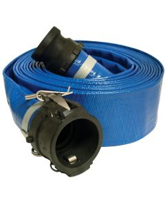 Apache 2 In. x 50 Ft. Blue Lay Flat Discharge Hose w/Poly Cam Lock Fittings