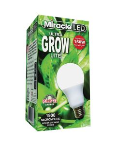 Miracle LED Ultra Grow 150W Equivalent Full Spectrum Daylight A19 Medium Base LED Plant Light Bulb