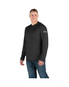 Berne Men's Large Black Long Sleeve Hooded UPF Sun Shirt