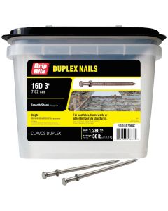 Grip-Rite 16d x 3 In. Bright Duplex Framing Nails (1280 Ct., 30 Lb.)