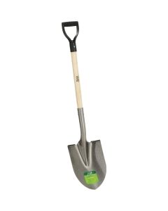 Rnd Pt Wood D-hdl Shovel