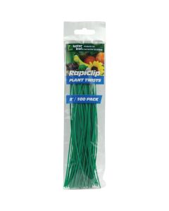 Rapiclip 8 In. Green Plastic Coated Plant Twist Tie (100-Pack)