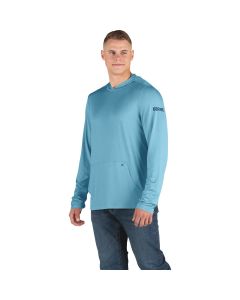 Berne Men's Large Heathered Blue Jay Long Sleeve Hooded UPF Sun Shirt