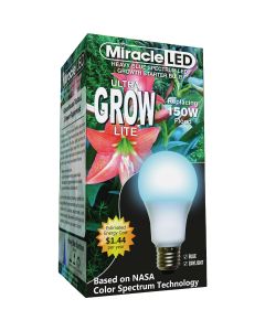 Miracle LED Ultra Grow 150W Equivalent Blue & Daylight Spectrum A19 Medium Base LED Plant Light Bulb