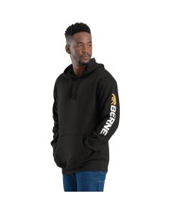 Berne Men's Medium Regular Black Signature Sleeve Hooded Pullover Sweatshirt