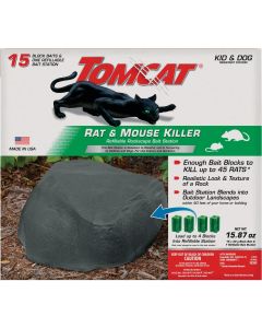 Tomcat Rockscape Refillable Bait Station - 1 Station + 15 Block Baits