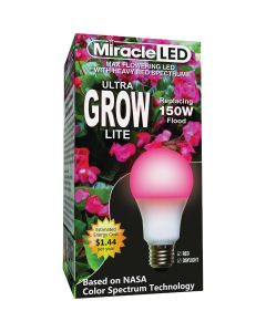 Miracle LED Ultra Grow 150W Equivalent Red & Daylight Spectrum A19 Medium Base LED Plant Light Bulb