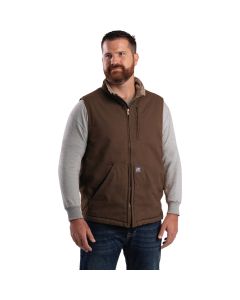 Berne Heartland Men's XL Bark Sherpa-Lined Washed Duck Vest