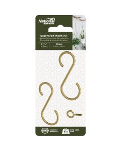 National Hardware 3-1/2 In. Brass Steel Extension Hook Kit