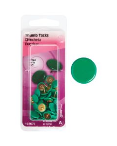 Hillman Anchor Wire Green 23/64 In. x 15/64 In. Thumb Tack (40 Ct.)