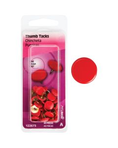 Hillman Anchor Wire Red 23/64 In. x 15/64 In. Thumb Tack (40 Ct.)