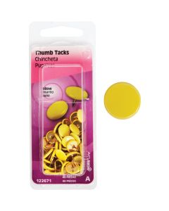 Hillman Anchor Wire Yellow 23/64 In. x 15/64 In. Thumb Tack (40 Ct.)