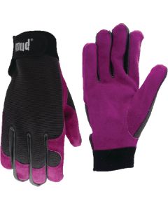 Mud Women's Medium/Large Split Leather Magenta High Dexterity Garden Glove