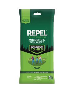 Repel Mosquito & Tick Repellent Wipes (15-Pack)