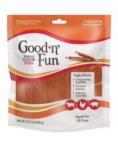 Good 'N' Fun Triple Flavor Rib 12 Oz. Dog Snack