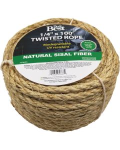 Do it Best 1/4 In. x 100 Ft. Natural Twisted Sisal Fiber Packaged Rope