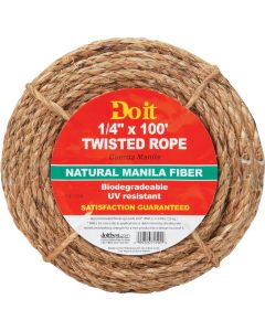 Do it Best 1/4 In. x 100 Ft. Natural Twisted Manila Fiber Packaged Rope