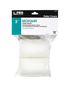 3" x 1/8" Nap Pro Solutions 45318 Mohair Roller Cover, 2-Pack