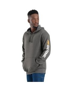 Berne Men's Medium Regular Graphite Signature Sleeve Hooded Pullover Sweatshirt