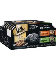 Sheba Perfect Portions Cuts in Gravy Roasted Chicken/Tender Turkey Adult Wet Cat Food (12-Pack)