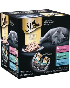 Sheba Perfect Portions Cuts in Gravy Gourmet Salmon/Signature Tuna/Whitefish Adult Wet Cat Food (24-Pack)