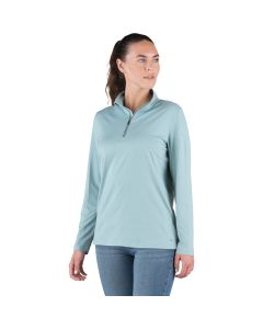 Berne Women's Large Heathered Eggshell Blue Midweight UPF Quarter-Zip Shirt