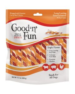 Good 'N' Fun Triple Flavor Twists Dog Snack (70-Pack)