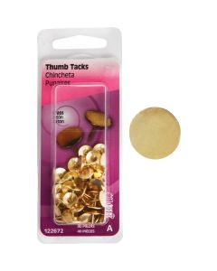 Hillman Anchor Wire Brass 23/64 In. x 15/64 In. Thumb Tack (40 Ct.)