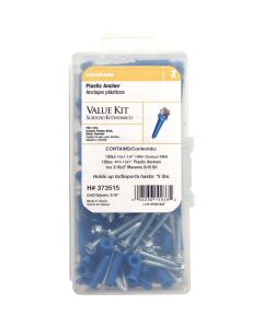 Hillman #10 - #12 Thread x 1 In. Hex Washer Head Blue Plastic Anchor Kit