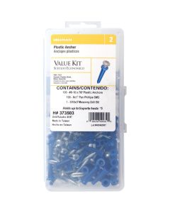 Hillman The Anchor Center #8 - #10 Thread 7/8 In. Pan Phillips Head Blue Plastic Anchor Kit