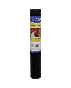 Tenax 3/4 In. x 3 Ft. H. x 25 Ft. L. Hexagonal Plastic Poultry Netting Fence, Black