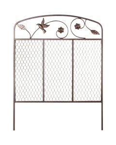 Panacea 24 In. W. x 32 In. H. Metal Bird & Flower Decorative Border Fence