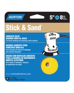 5" Norton 01811 Stick & Sand 8-Hole PSA Sanding Disc 150-Grit, 5-Pack