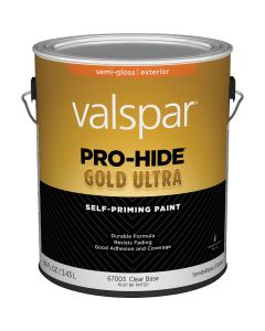 Valspar Pro-Hide Gold Ultra Latex Semi-Gloss Exterior House Paint, Clear Base, 1 Gal.