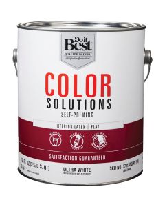 Do it Best Color Solutions Latex Self-Priming Flat Interior Wall Paint, Ultra White, 1 Gal.