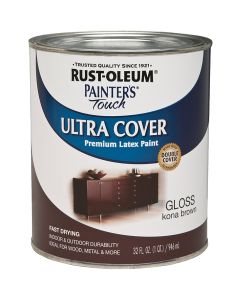 Rust-Oleum Painter's Touch 2X Ultra Cover Premium Latex Paint, Gloss Kona Brown, 1 Qt.