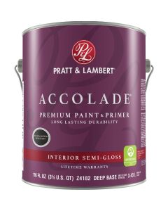 Pratt & Lambert Accolade Premium 100% Acrylic Paint & Primer Semi-Gloss Interior Wall Paint, Deep Base, 1 Gal.