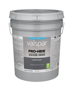 Valspar Pro-Hide Silver 5000 Latex Flat Interior Wall Paint, White Base, 5 Gal.