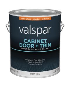 Valspar Cabinet Door & Trim Waterborne Alkyd Semi-Gloss Interior/Exterior Enamel, White Base, 1 Gal.