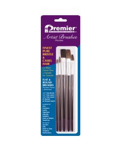 Premier Assorted Bristle & Camel Hair Artist Brushes (5-Pieces)