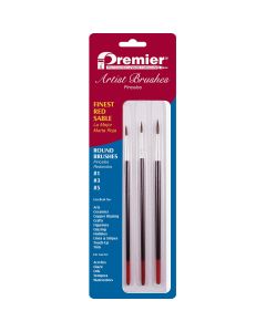 Premier Assorted Red Sable Round Artist Brushes (3-Pieces)