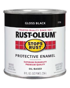 Rust-Oleum Stops Rust Oil Based Gloss Protective Rust Control Enamel, Black, 1/2 Pt.