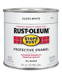 Rust-Oleum Stops Rust Oil Based Gloss Protective Rust Control Enamel, White, 1/2 Pt.