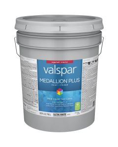 Valspar Medallion Plus Premium Paint & Primer Eggshell Interior Paint, Ultra White, 5 Gal.