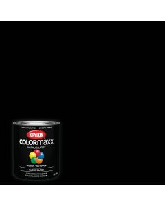 Krylon ColorMaxx Gloss Interior/Exterior Wall Paint, Black, 1 Qt.