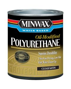 Minwax Satin Water Based Oil-Modified Interior Polyurethane, 1 Qt.