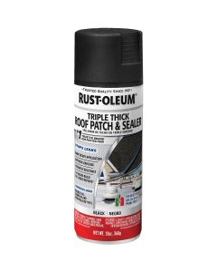 Rust-Oleum 13 Oz. Roofing Triple Thick Roof Patch & Sealer Black Spray