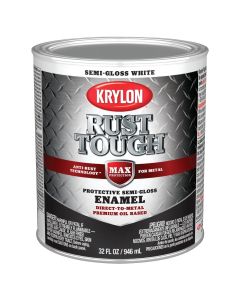 Krylon Rust Tough Oil-Based Semi-Gloss Rust Control Enamel, White, 1 Qt.